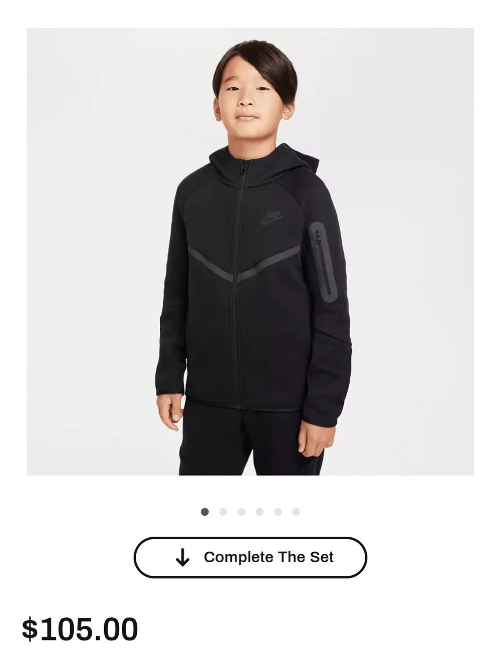 Nike Tech Boys Black Hooded Full-Zip Jacket